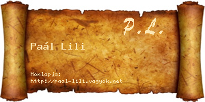 Paál Lili névjegykártya